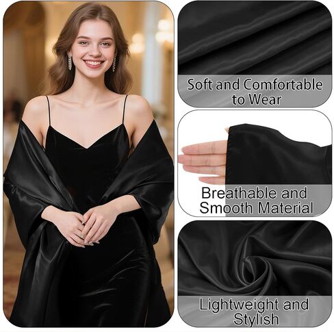 Women's Pashmina Shawls and Wraps for Evening Dresses Satin Shawl Wraps Bridal Scarve Women Wedding Bridesmaid Scarf in Saudi Arabia