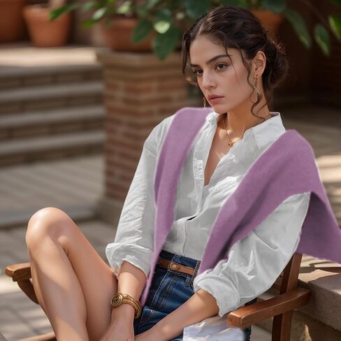 Sweater Shawl Wraps for Women Fashion Knitted Shawl Casual Knotted Shoulder Scarf Wrap Tops for Travel Holiday in Kuwait