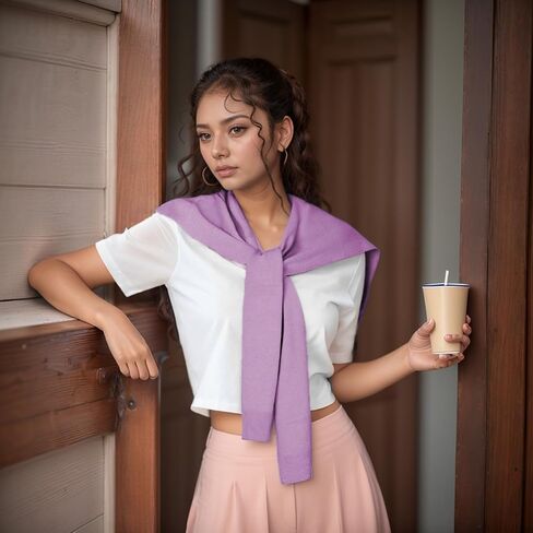 Sweater Shawl Wraps for Women Fashion Knitted Shawl Casual Knotted Shoulder Scarf Wrap Tops for Travel Holiday in Kuwait