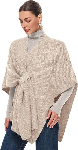 PULI Womens Crossover Front Shawl Wraps Casual Warm Knit Travel Poncho Shawls for Fall Winter in Kuwait