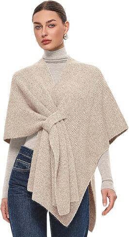 PULI Womens Crossover Front Shawl Wraps Casual Warm Knit Travel Poncho Shawls for Fall Winter in Kuwait