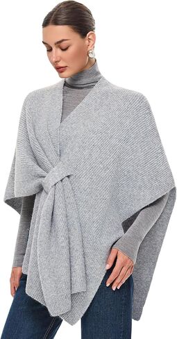 PULI Womens Crossover Front Shawl Wraps Casual Warm Knit Travel Poncho Shawls for Fall Winter in Kuwait