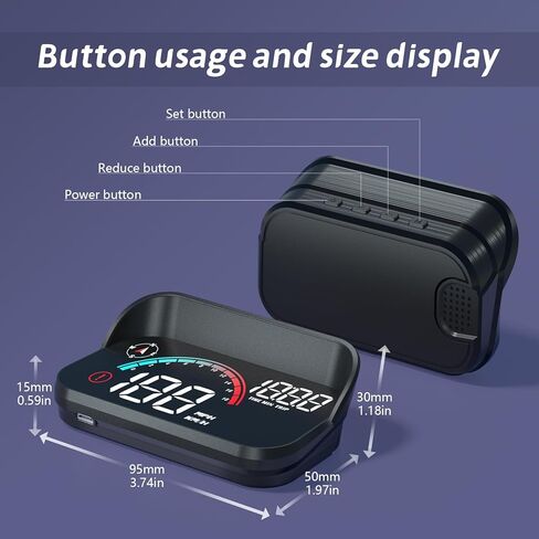 شاشة M22 HUD مع عرض على الزجاج الأمامي، شاشة عرض السرعة في الوقت الحقيقي، عداد سرعة GPS، أضواء محيطة متدرجة ملونة، متوافقة مع جميع السيارات، الاتجاه، شاشة عرض متعددة الوظائف in Kuwait