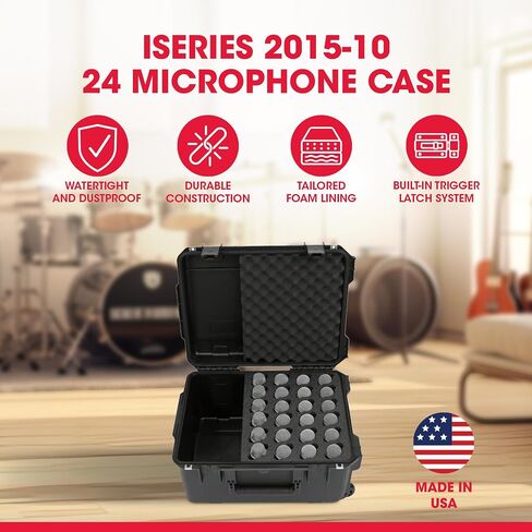 SKB Injection Molded Case w/Foam for (24) Mics w/storage compartment and wheels in Saudi Arabia