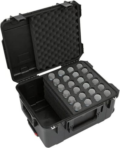 SKB Injection Molded Case w/Foam for (24) Mics w/storage compartment and wheels in Saudi Arabia