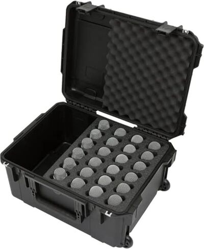 SKB Injection Molded Case w/Foam for (24) Mics w/storage compartment and wheels in Saudi Arabia
