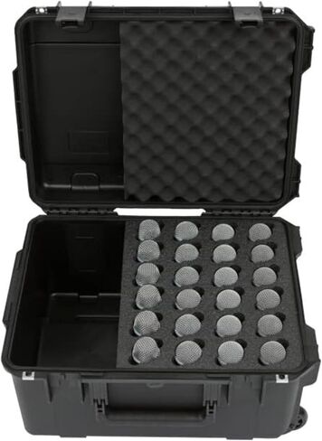 SKB Injection Molded Case w/Foam for (24) Mics w/storage compartment and wheels in Saudi Arabia