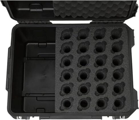 SKB Injection Molded Case w/Foam for (24) Mics w/storage compartment and wheels in Saudi Arabia