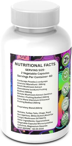 Nootropic Mushroom Pills, 10X Complex, Micro Dose, Road Trip, Lions Mane, Turkey Tail, White Button, Proprietary Blend, No Trip, Just Focus (120 Capsules) in Saudi Arabia