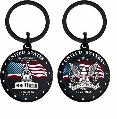 Viayen الولايات المتحدة الأمريكية 250th Anniversary Keychain 1776-2026، الولايات المتحدة. هدية تذكارية لعيد الاستقلال في مبنى العلم والنسر in Saudi Arabia