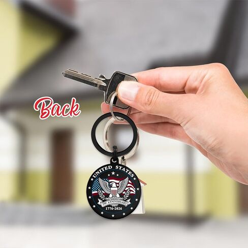 Viayen الولايات المتحدة الأمريكية 250th Anniversary Keychain 1776-2026، الولايات المتحدة. هدية تذكارية لعيد الاستقلال في مبنى العلم والنسر in Saudi Arabia