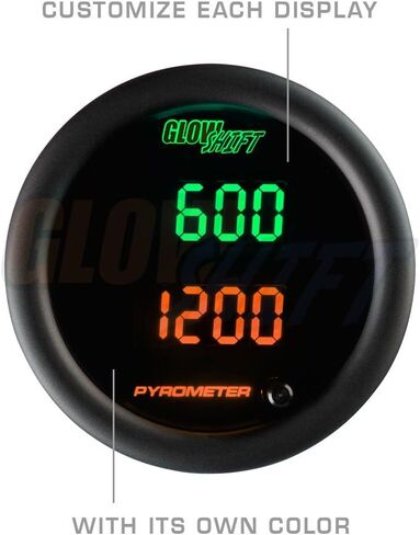 GlowShift 10 Color Digital 2200 F Dual Pyrometer Exhaust Gas Temperature EGT Gauge Kit - Includes Type K Probes - 2 Multi-Color LED Displays - Tinted Lens - for Car & Truck - 2-1/16" (52mm) in Saudi Arabia