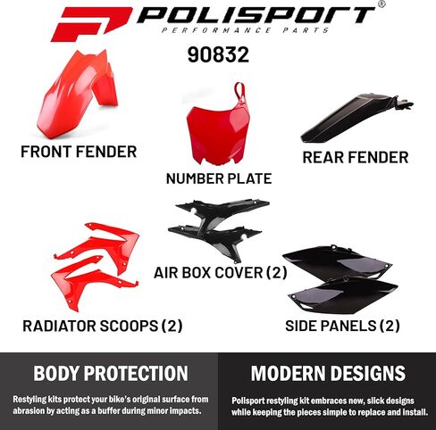 Polisport Motocross (MX) Replica Plastic Kit for Honda CRF 450R (2013-16) – OEM Quality, Durable, Flexible & Perfect Fit – Red/Black in Saudi Arabia