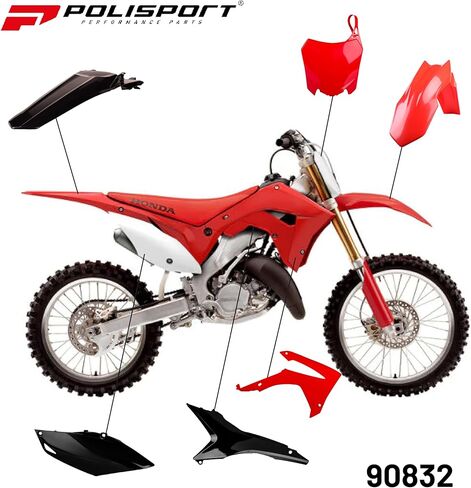 Polisport Motocross (MX) Replica Plastic Kit for Honda CRF 450R (2013-16) – OEM Quality, Durable, Flexible & Perfect Fit – Red/Black in Saudi Arabia