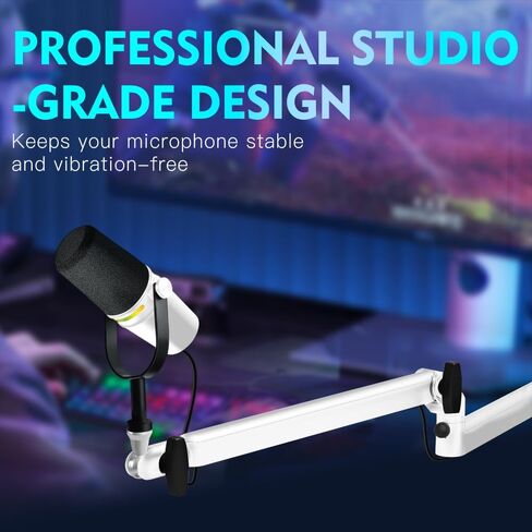 Low Profile Mic Arm Soiid Metal Sturdy Boom Arm Flexible Low Profile Microphone Arm Desk Microphone Stand for Podcasting Recording Desk Zooming in Kuwait