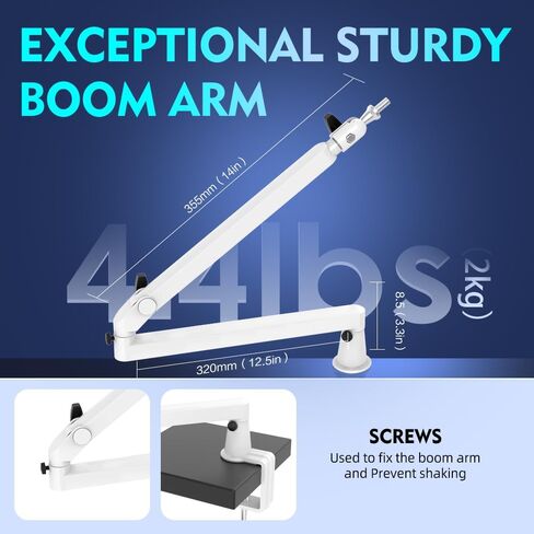 Low Profile Mic Arm Soiid Metal Sturdy Boom Arm Flexible Low Profile Microphone Arm Desk Microphone Stand for Podcasting Recording Desk Zooming in Kuwait