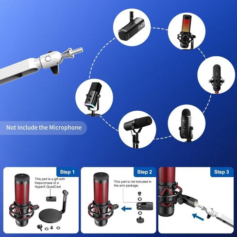 Low Profile Mic Arm Soiid Metal Sturdy Boom Arm Flexible Low Profile Microphone Arm Desk Microphone Stand for Podcasting Recording Desk Zooming in Kuwait