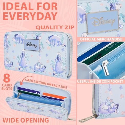 Disney Eeyore Wallet Purses for Women, Teens, Card Holder, Coin Purse, Travel Wallet, Cute Zipper Long Clutch Accessory, Gifts for Women in Saudi Arabia