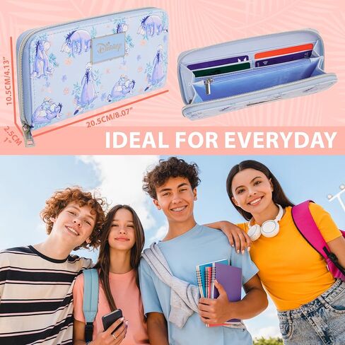 Disney Eeyore Wallet Purses for Women, Teens, Card Holder, Coin Purse, Travel Wallet, Cute Zipper Long Clutch Accessory, Gifts for Women in Saudi Arabia