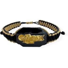 Saint St. Jude Black & Gold Adjustable Reversible Wood Gold Plated Charm Bracelet Unisex Pulsera San Judas in Kuwait