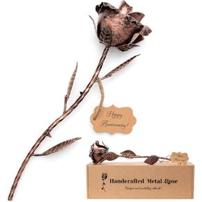 هدايا الذكرى السنوية البرونزية لمدة 8 سنوات - الذكرى السنوية الثامنة للذكرى السنوية الثامنة لهدية برونزية، وردة أبدية لمدة 8 سنوات من الذكرى السنوية للزفاف، مصنوعة يدويًا من البرونز الملون الذكرى السنوية الثامنة للزوجة عمل فني أبدي in Kuwait