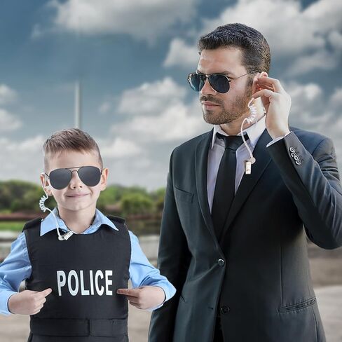 Agent Costume Accessory Set, Secret Security Guard Costume with Black Sunglasses Zipper Ties Spy Earpiece and ID Card in Saudi Arabia