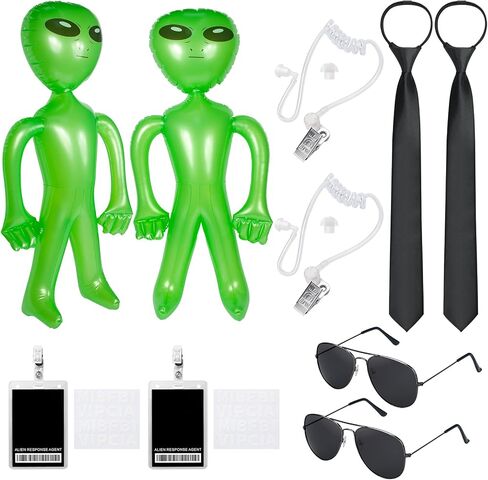 Agent Costume Accessory Set, Secret Security Guard Costume with Black Sunglasses Zipper Ties Spy Earpiece and ID Card in Saudi Arabia