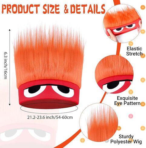 2 Pcs Halloween Angry Fire Costume Include Flame Wig Hat Hairy Headband Red Textured Tie for Cosplay Angry Dress up Party Supplies in Saudi Arabia