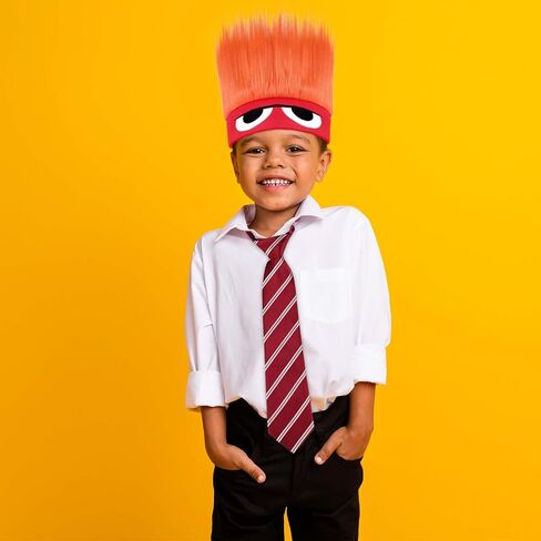 2 Pcs Halloween Angry Fire Costume Include Flame Wig Hat Hairy Headband Red Textured Tie for Cosplay Angry Dress up Party Supplies in Saudi Arabia