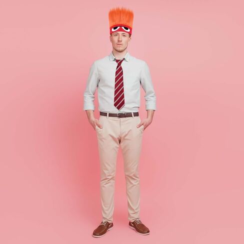 2 Pcs Halloween Angry Fire Costume Include Flame Wig Hat Hairy Headband Red Textured Tie for Cosplay Angry Dress up Party Supplies in Saudi Arabia