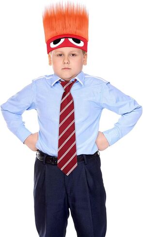 2 Pcs Halloween Angry Fire Costume Include Flame Wig Hat Hairy Headband Red Textured Tie for Cosplay Angry Dress up Party Supplies in Saudi Arabia