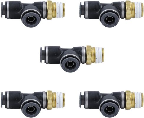 Mytee Products 5 Pack Air Brake Male Run Tee OD 1/2 X 1/4X1/2 NPT - Composite Material Push‑Lock Replace KV2Y13-07-37S S771PMT-8-4-8 G381024080804 AM177117184D 1641011519 016410 01641011/5/19 in Saudi Arabia