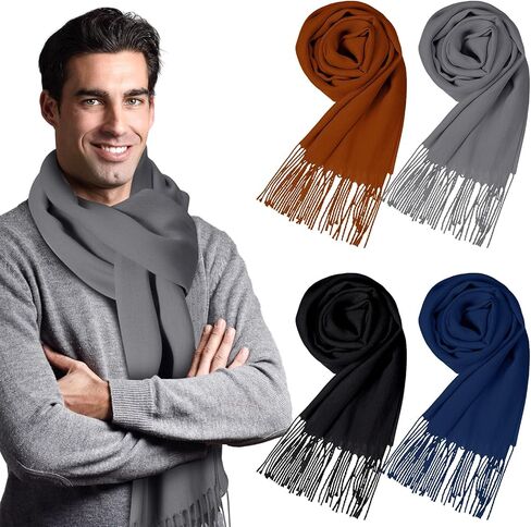 4 Pcs Soft Shawl Womens Scarf Winter Silky Wrap Soft Winter Neck Scarf Warm Travel with Tassel Edge for Men in Saudi Arabia
