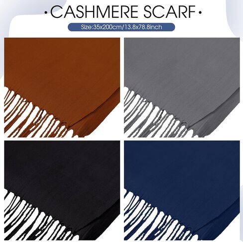 4 Pcs Soft Shawl Womens Scarf Winter Silky Wrap Soft Winter Neck Scarf Warm Travel with Tassel Edge for Men in Saudi Arabia