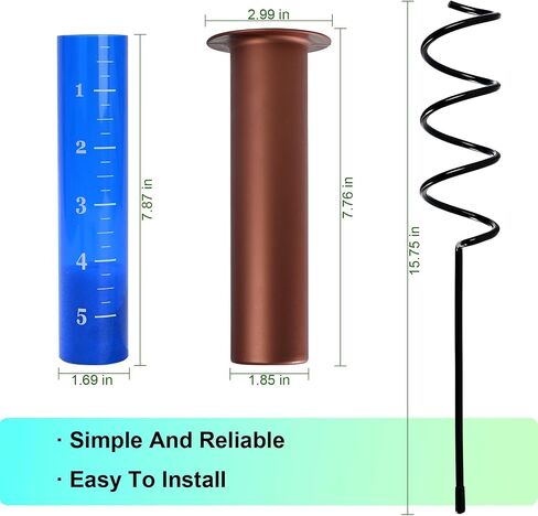 7.8-inch Large Rain Gauge Outdoor Freeze Proof, Durable Plastic Floating Rain Gauges Tube with Long Steel Stake for Yard/Garden Gifts, Accurate Rainfall Measurement & Outdoors Watering Tools in Saudi Arabia