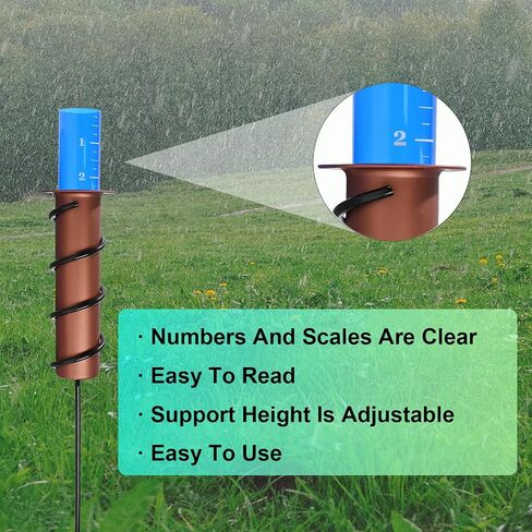 7.8-inch Large Rain Gauge Outdoor Freeze Proof, Durable Plastic Floating Rain Gauges Tube with Long Steel Stake for Yard/Garden Gifts, Accurate Rainfall Measurement & Outdoors Watering Tools in Saudi Arabia