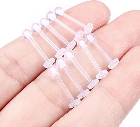 Lcolyoli 16G Clear Earrings for Sports Clear Piercing Retainers Clear Cartilage Earrings Plastic Earrings Bioflex Lip Rings Labret Retainer for Women Men 6-10mm Bar Length in Saudi Arabia