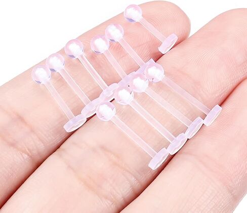 Lcolyoli 16G Clear Earrings for Sports Clear Piercing Retainers Clear Cartilage Earrings Plastic Earrings Bioflex Lip Rings Labret Retainer for Women Men 6-10mm Bar Length in Saudi Arabia