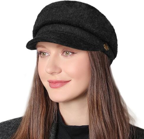 Womens Newsboy Caps Cabbie Cap 100% Wool Visor Beret Hat Flat Bakerboy Hat Ladies Pageboy Caps for Womens Newsboy Hat in Saudi Arabia