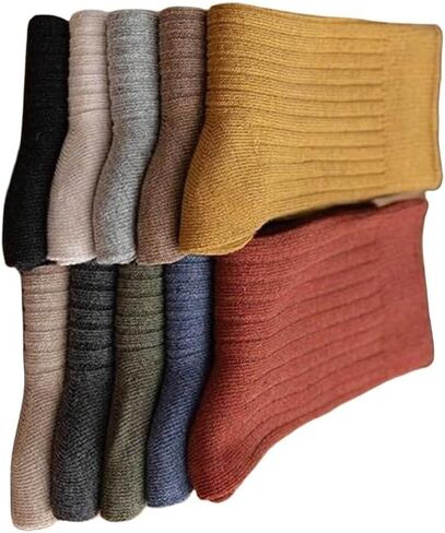 LuckieMe 10 Pair Multicolor Ribbed Socks, Unisex, Neutral Colors, Comfortable, Versatile, Crew Socks in Saudi Arabia