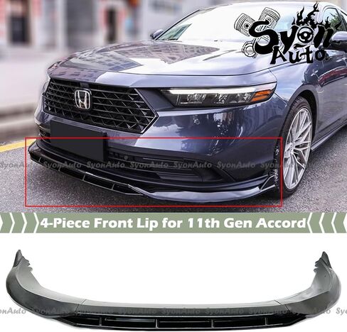 FITS 2023-2026 11TH GEN HONDA ACCORD JDM STYLE 4PCS GLOSS BLACK FRONT BUMPER LIP CHIN SPLITTER KIT in Saudi Arabia