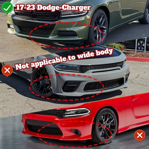 Q1-TECH, 9PCS Front Bumper Lip & Side Skirt Extensions Diffuser Compatible with Dodge Charger SE/RT/SXT/GT Base Trim 2015-2023, Front Bumper Lip Air Chin Body Spoiler Splitter ABS (Painted Black) in Saudi Arabia