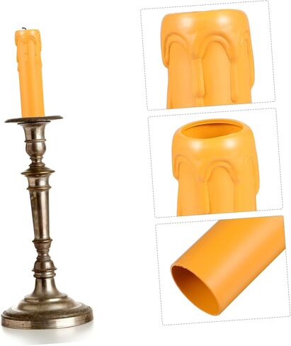 20pcs Plastic Candle Socket Sleeves for Chandeliers Lightweight and Covers for Wall Lamps for Home Decor and Celebrations Yellow in Saudi Arabia