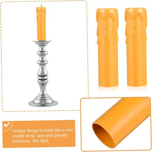 20pcs Plastic Candle Socket Sleeves for Chandeliers Lightweight and Covers for Wall Lamps for Home Decor and Celebrations Yellow in Saudi Arabia