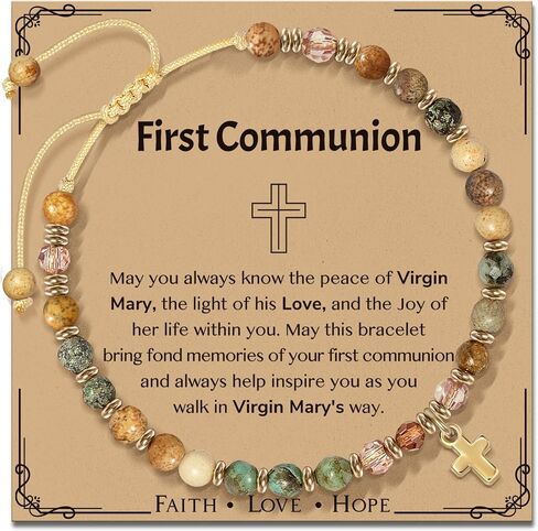 Christian Inspirational Bracelet Gifts for Women: Religious Cross Beads Bracelet Baptism Christmas Day Gifts for Godmother Mom Daughter Sister Friend in Kuwait