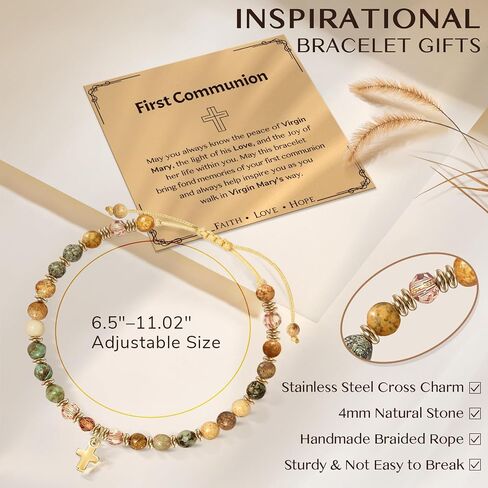 Christian Inspirational Bracelet Gifts for Women: Religious Cross Beads Bracelet Baptism Christmas Day Gifts for Godmother Mom Daughter Sister Friend in Kuwait