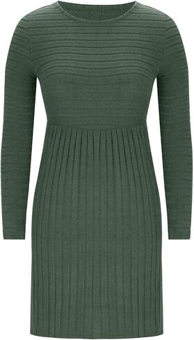 Sweater Dresses for Women 2025 Trendy Ribbed Knit Long Sleeve Dress Fall Casual Swing Crewneck Mini Dresses in Saudi Arabia