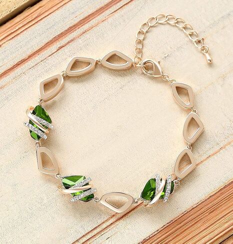 Leafael Wish Stone Link Charm Bracelet with Birthstone Crystals, Rose Gold Plated or Silver-tone, 7"+2" in Saudi Arabia