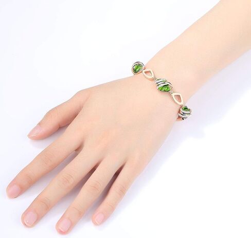 Leafael Wish Stone Link Charm Bracelet with Birthstone Crystals, Rose Gold Plated or Silver-tone, 7"+2" in Saudi Arabia