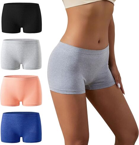 4 Pack Boxers for Women - Panties for Women Boy Shorts Underwear for Women Comfortable Breathable Briefs in Saudi Arabia